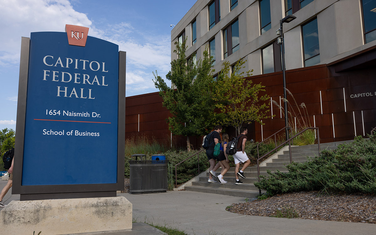 outside the door of capital federal hall, KU School of Business